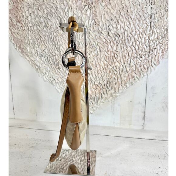 Gucci Canvas Shoulder Hobo Handbg with Leather Trim Beige Made in Italy - Picture 3 of 6